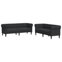 juego de sofas 2 piezas tela negro vidaxl