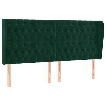 Cabecero Con Orejas De Terciopelo Verde Oscuro 183x23x118/128cm Vidaxl