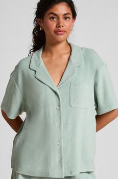 Hunkemöller Camisa abotonada con textura de toalla Verde
