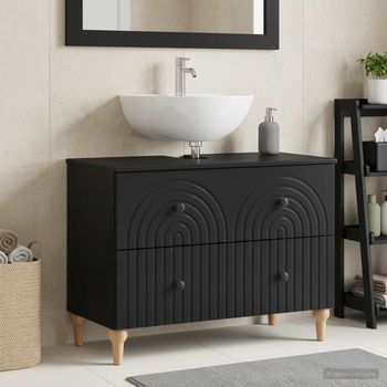 Vidaxl Mueble De Lavabo Para Baño Alkmaar Negro 82 X 41 X 59 Cm
