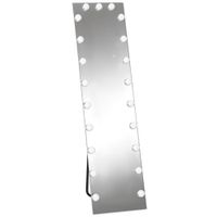 homcom espejo de cuerpo entero 150x40 cm rgb-led espejo de pie con 21 bombillas 7 colores luz interruptor tactil funcion de memoria   aosom espana