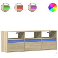 mueble de tv de pared con luces led roble sonoma 130x31x45 cm vidaxl