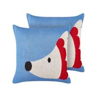 conjunto de 2 cojines decorativos para habitacion infantil motivo erizo funda algodon azul 45 x 45 cm pashot