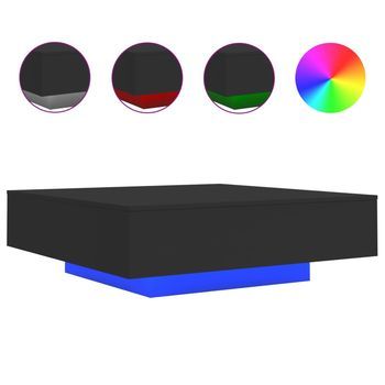 Mesa De Centro Con Luces Led Negro 100x100x31 Cm Vidaxl
