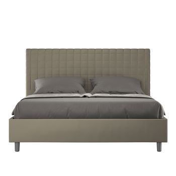 Cama Sin Somier Acolchada 160x190 Cuero Sintético Capuchino Sunny