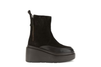 botín de mujer en ante con doble cremallera y meseta dark brown