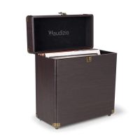 maleta para discos de vinilo audizio rc32 35 discos madera oscura