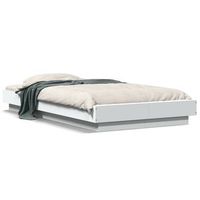 cama individual  cama para adultos  estructura de cama con led madera ingenieria blanco 90x200 cm