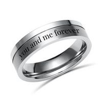 anillo de titanio parcialmente pulido grabado laser 6 mm