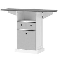 homcom mueble de plancha con ruedas tabla de planchar plegable 3 cajones de tela 121x37x895 cm blanco