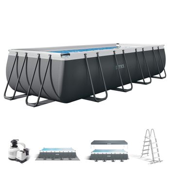 Piscina Desmontable Rectangular Ultra XTR INTEX con Depuradora 5.700 L/h, 549x274x132 Cm, Azul/Gris