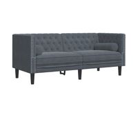 sofa chesterfield 2 plazas - sofa de salon con cojines terciopelo gris oscuro