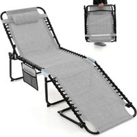 costway tumbona plegable silla reclinable con reposacabezas removible respaldo regulable en 4 posiciones para camping 189 x 59 x 40 cm
