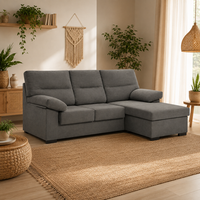 sofa chaiselongue athenas 3 plazas 206cm tela antimanchas - beige