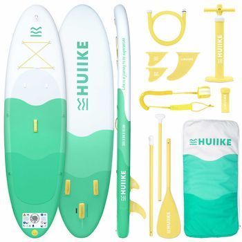 Tabla Paddle Surf Hinchable Con Accesorios, Huiike | Sup Con Remo, Quillas, Inflador, Verde, 10'