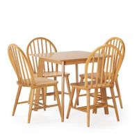 juego de mesa 80x80 cm y 4 sillas de comedor clarck color roble