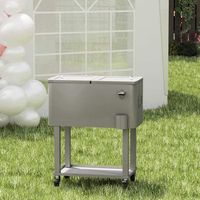 carro nevera de plastico acero 67x35x80 cm-outsunny gris claro