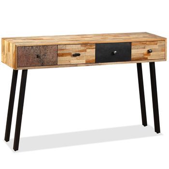 Mesa Consola | Mesa De Entrada | Mesa Auxiliar De Teca Maciza Reciclada 120x30x76 Cm