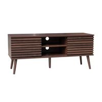 mueble tv escandinavo 2 puertas con decoracion madera acanalada