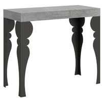 consola oriental de metal gris hormigon y antracita 8 plazas 40 a 196 cm torza