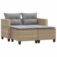 sofa de jardin 2 plazas  sofa de exterior con toldo y taburetes ratan pe beige