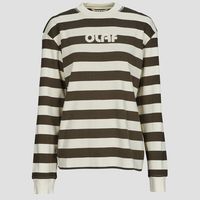 olaf camiseta manga larga striped rib retro logo crewneck para mujer