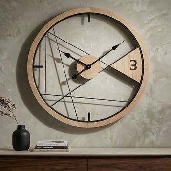 Reloj redondo de pared de madera y metal marrón ø cm 60x2,5