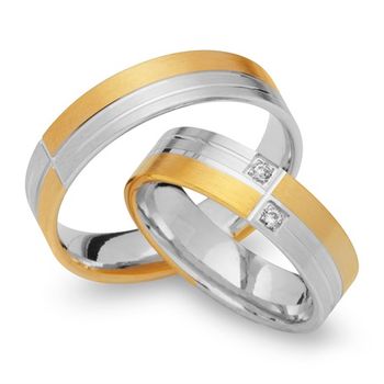 Alianzas 18 quilates oro amarillo-blanco 2 diamantes