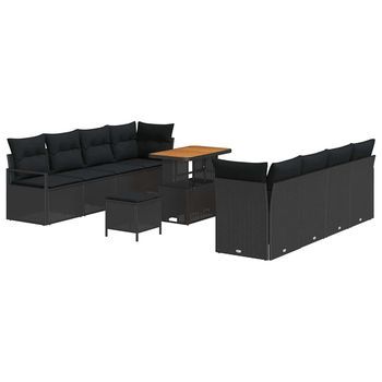 Conjunto De Sofá De Jardín Con Cojín Negro 90 X 55 X 71 Cm Vidaxl
