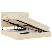 cama con almacenamiento y colchon crema 180 x 200 cm tela vidaxl