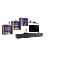 conjunto de muebles de salon switch xx diseno color gris brillante y roble wotan