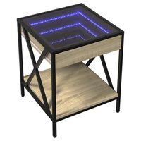mesita de noche con espejo led y estante 40 x 40 x 49 cm madera contrachapada vidrio y acero dec033145