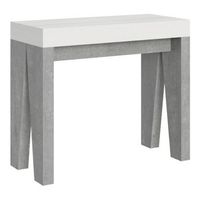 consola extensible 90x40300 cm naxy mix tapa fresno blanco - patas cemento