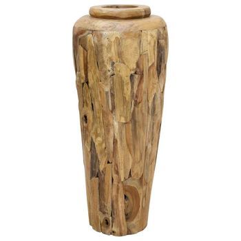 Jarrón Decorativo De Madera Maciza De Teca 40x100 Cm Vidaxl