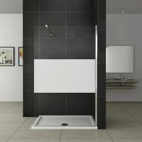 aica panel de ducha serigrafiado central vidrio 8mm con pelicula de seguridad a prueba de explosiones 78-80x200cm con barra 73-120cm