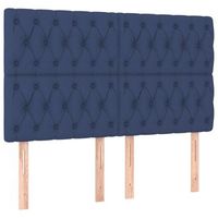 cabecero cama mueble de dormitorio con luces led tela 160 x 7 x 118128 cm azul m020002243