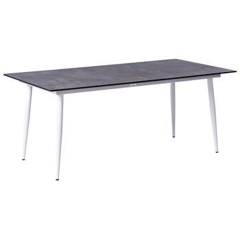 Mesa De Comedor De Jardín Con Tablero De Hpl Y Estructura De Aluminio Resistente A Los Rayos Uv Agua Óxido Blanco Con Tablero Gris Tolentino