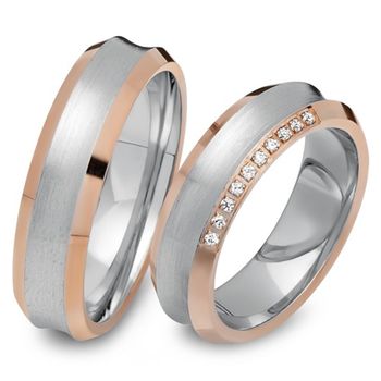 Alianzas 14 quilates oro rojo-blanco 10 diamantes