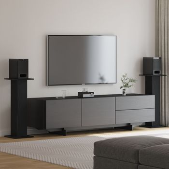 Soportes Para Altavoces 2 Pcs Roble Negro 30x30x80 Cm Madera Hecha V9997 Unico / Negro