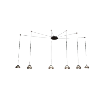 Lámpara Colgante Led Arabella De Metal Y Cristal Soplado Ahumado 3547-46-126 Fabas Luce