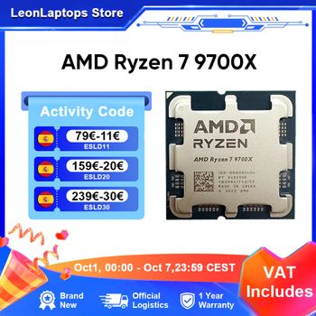 Procesador AMD Ryzen 7 9700X TDP 65W Socket AM5 para Juegos, 5.5GHz, 8 Núcleos, 16 Hilos, 40MB de Caché de Juego, 4NM