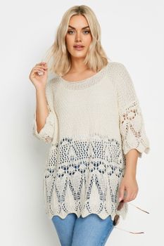 Yours Jersey Crochet Marfil , Mujer Curvy Y Tallas Grandes, Yours