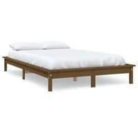 cama matrimonial  cama para adultos  estructura de cama madera maciza pino marron miel 140x190 cm