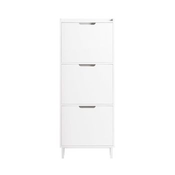 Zapatero estrecho con 3 solapas mdf blanco