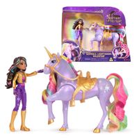 spin master - unicorn academy sophia  light magic wildstar con efectos de iluminacion de arcoiris 2 accesorios para montar munecas y juguetes de unicornio para ninas y ninos de 4 anos en adelante