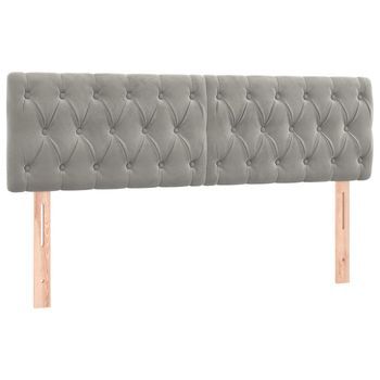 Cabeceros 2 Unidades Terciopelo Gris Claro 72x7x78/88 Cm