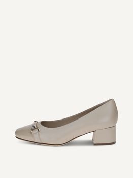 CAPRICE Pumps, beige, made of Leather and textile with Trapeze heel, Size 36