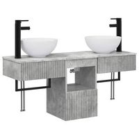 juego de muebles de bano 3 uds gris hormigon vidaxl
