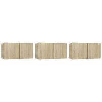3 uds muebles tv  mueble de salon  armario tv colgantes roble sonoma 60x30x30 cm