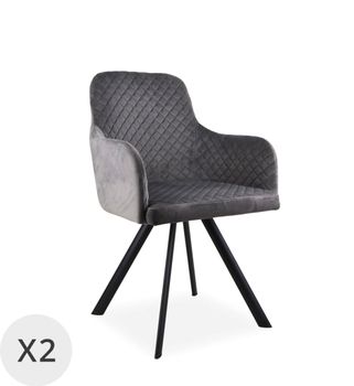 Set de 2 sillones tapizados con terciopelo gris